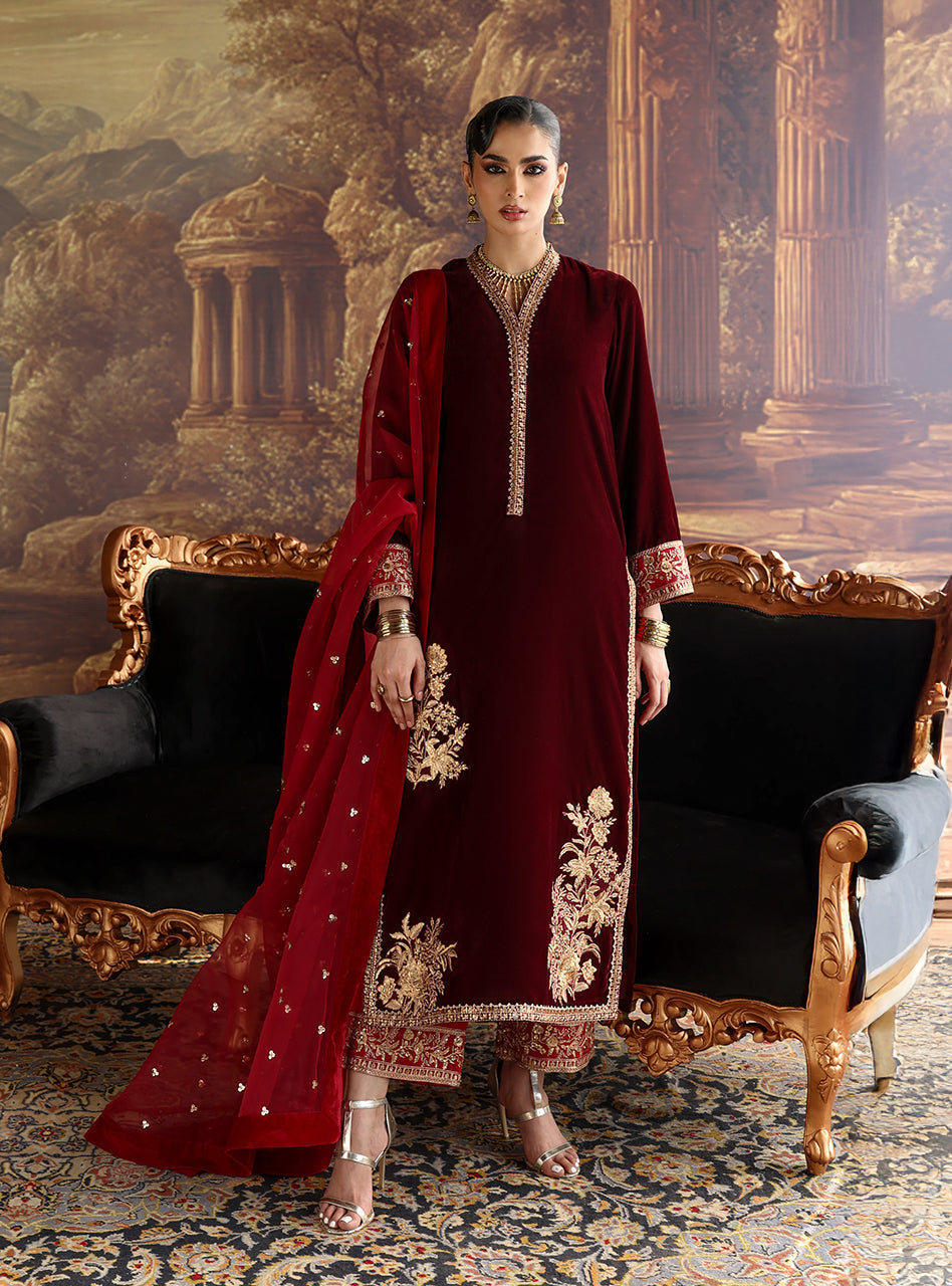 Zainab Chottani | Velura Velvet Edit 25 | Nur Long Shirt - by Libasekhas UK - Registered Vendor of : Zainab Chottani - 100% Original Designer Dress