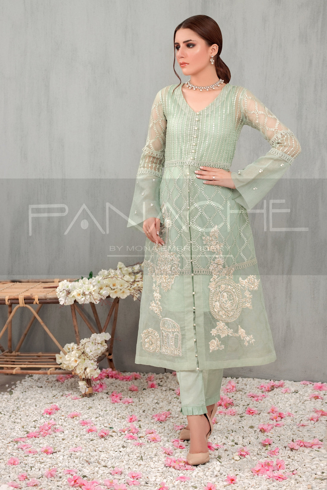 Panache | Pret | Peppermint - by - Libasekhas UK - Registered Vendor of : Panache By Mona - 100% Original Designer Dresss