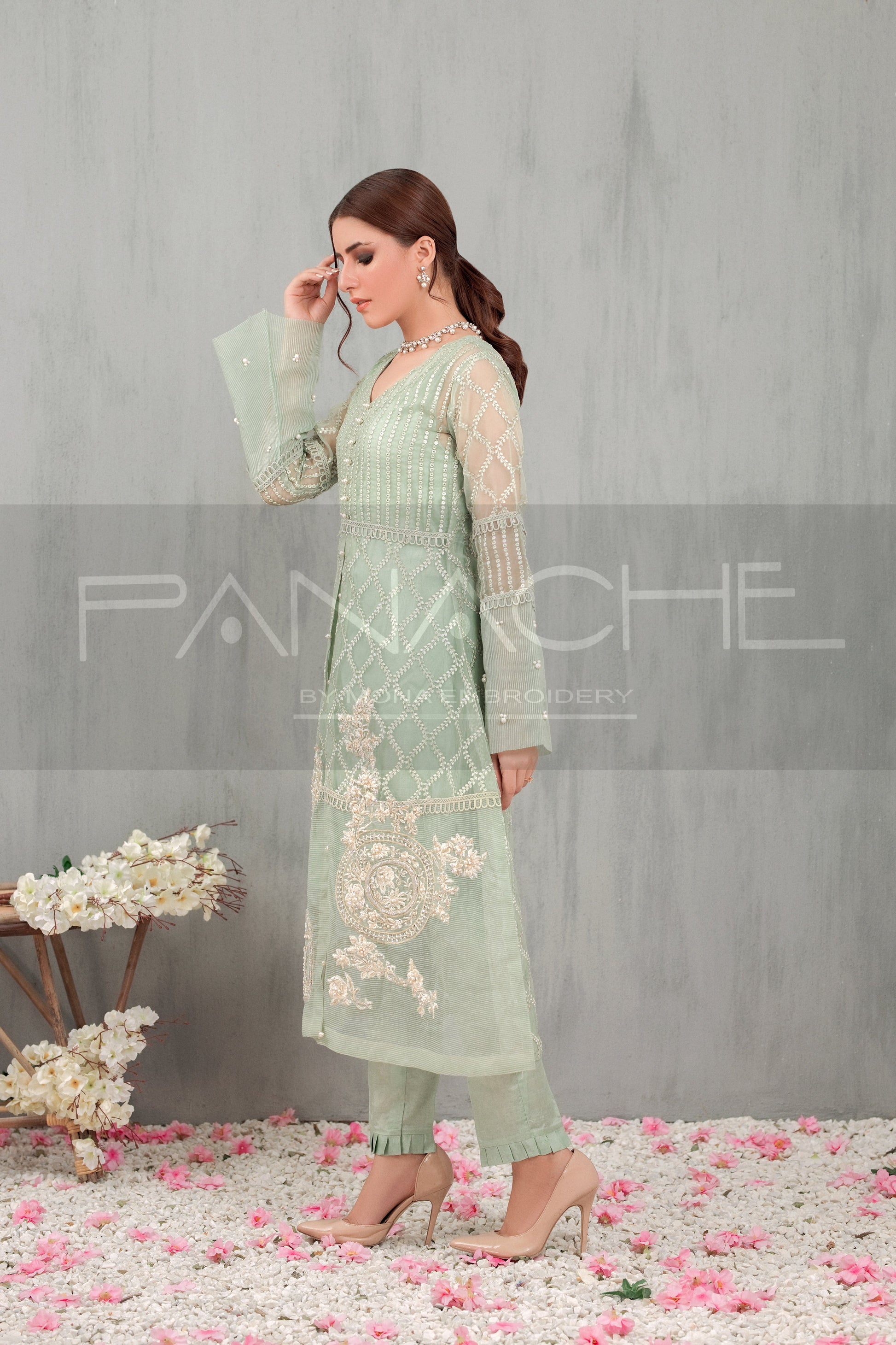 Panache | Pret | Peppermint - by - Libasekhas UK - Registered Vendor of : Panache By Mona - 100% Original Designer Dresss