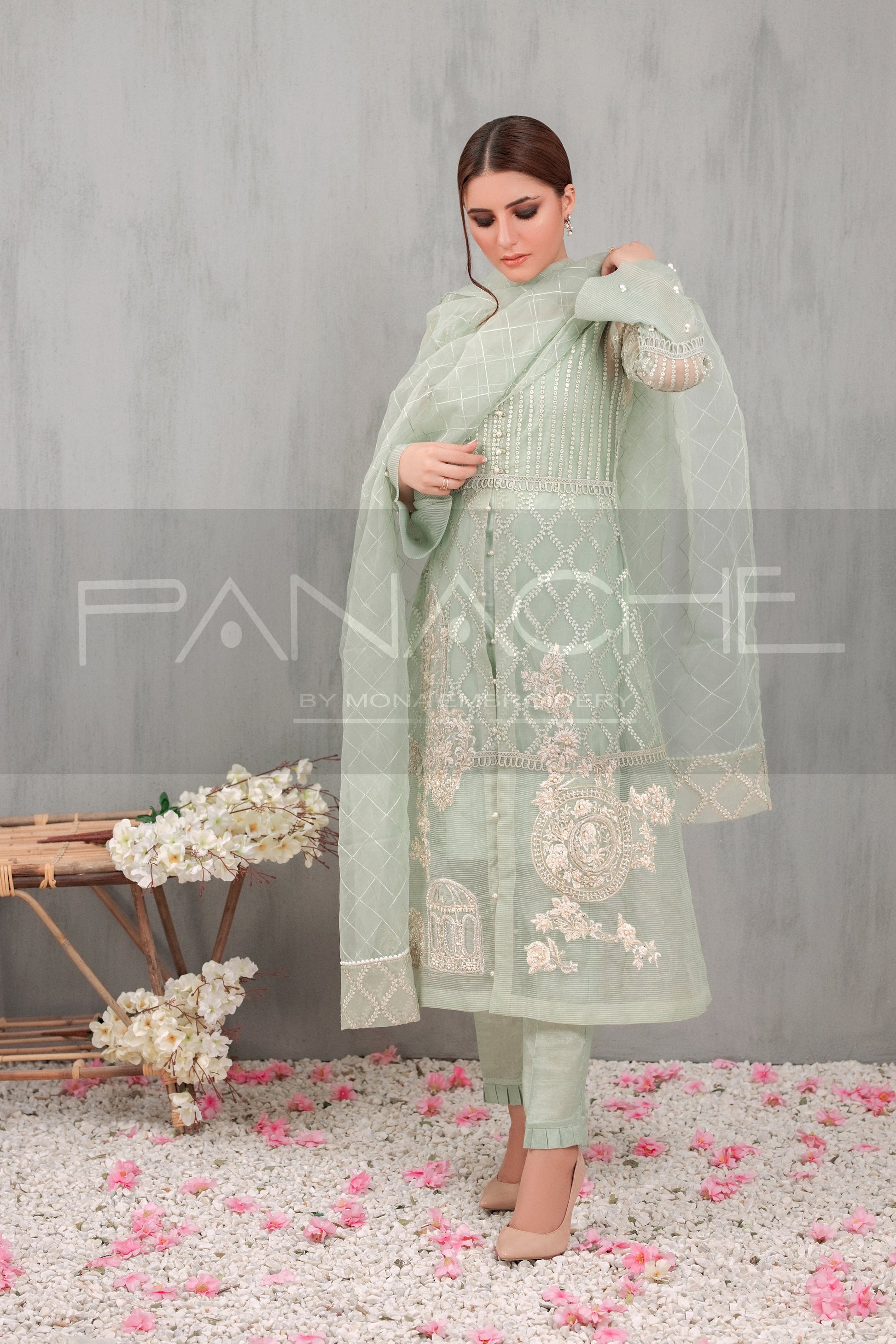 Panache | Pret | Peppermint - by - Libasekhas UK - Registered Vendor of : Panache By Mona - 100% Original Designer Dresss
