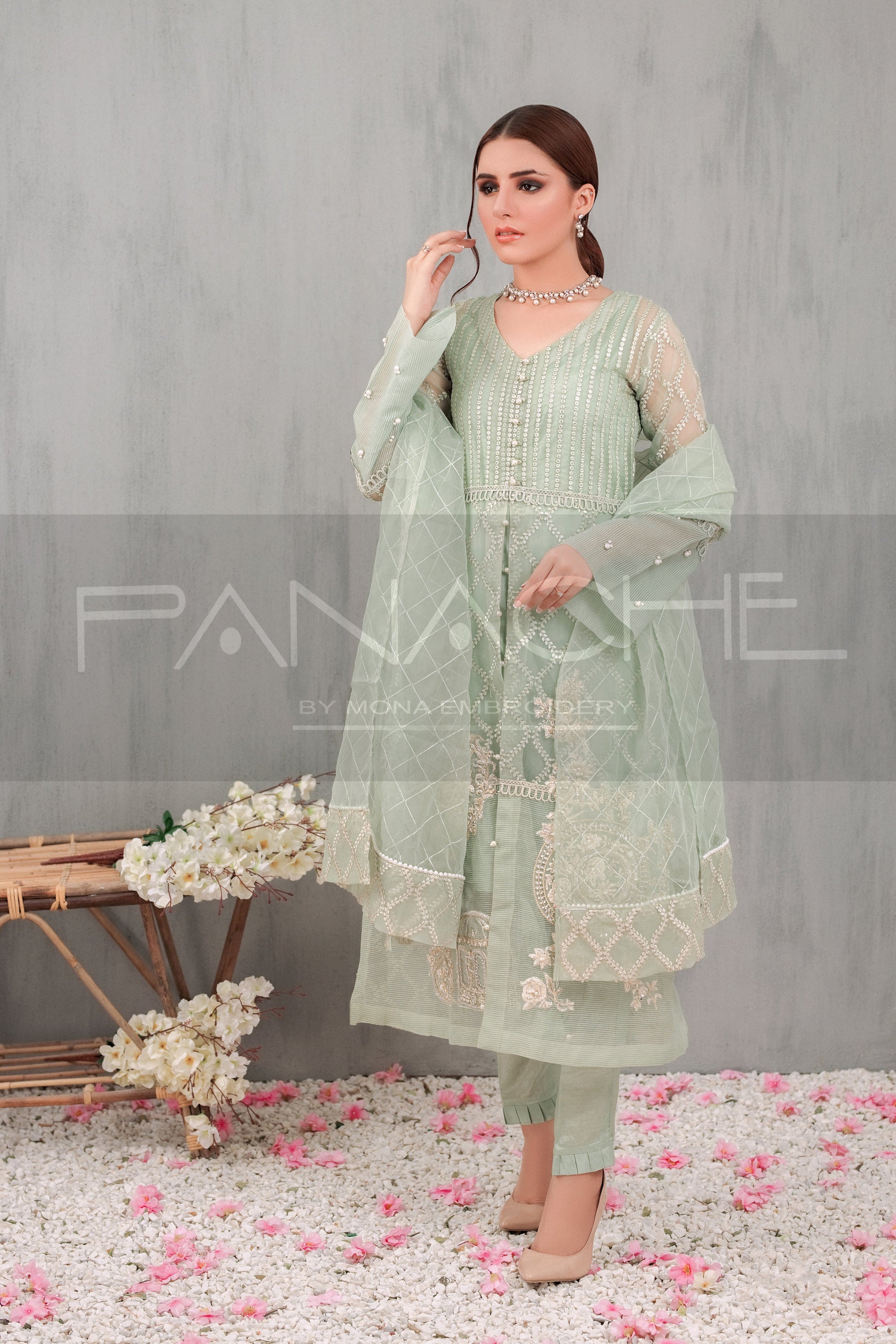 Panache | Pret | Peppermint - by - Libasekhas UK - Registered Vendor of : Panache By Mona - 100% Original Designer Dresss