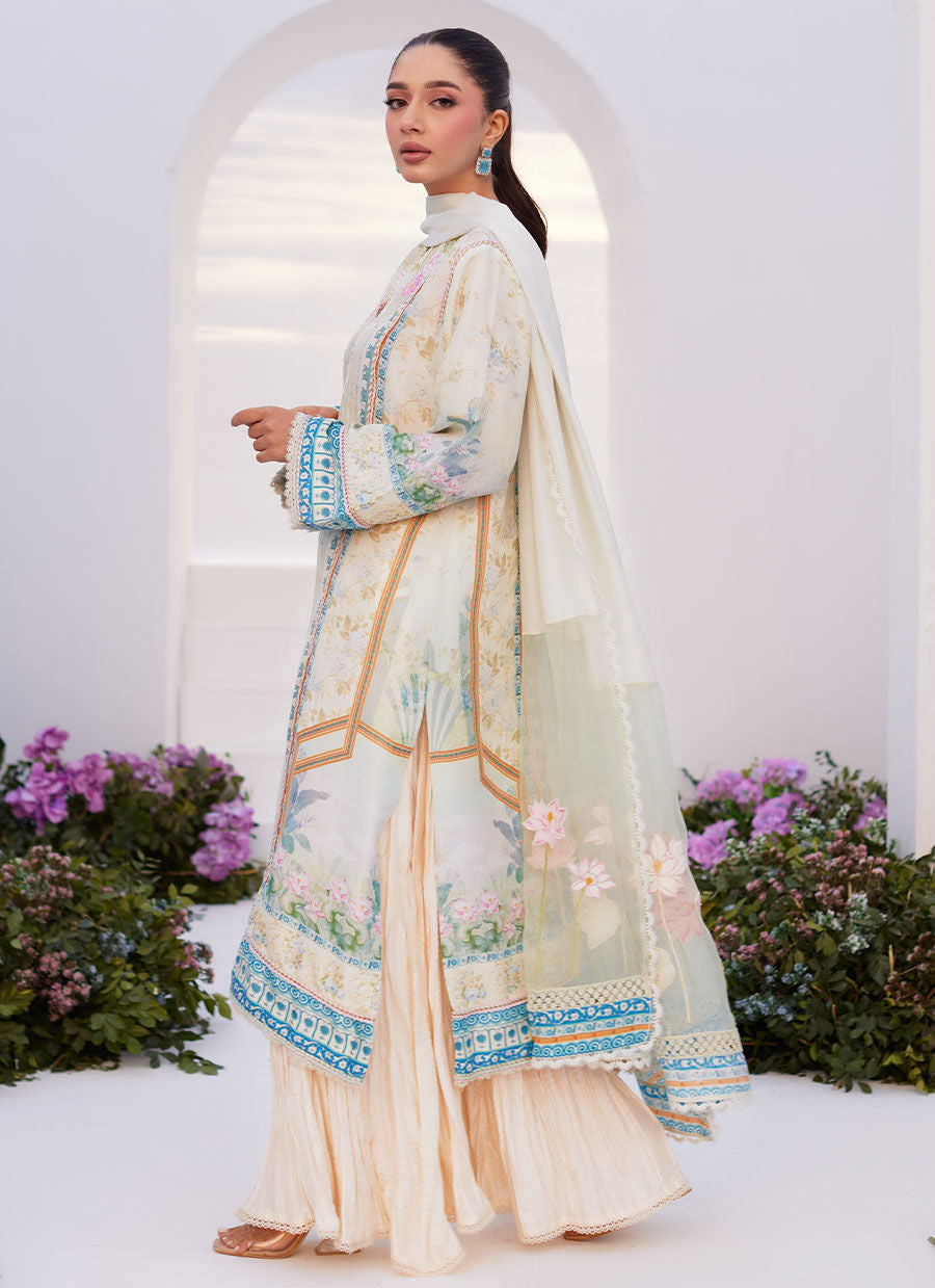 Farah Talib Aziz | Zaza Prints 24 | TURKISH AQUA SHIRT AND DUPATTA - by - Libasekhas UK - Registered Vendor of : Farah Talib Aziz - 100% Original Designer Dresss