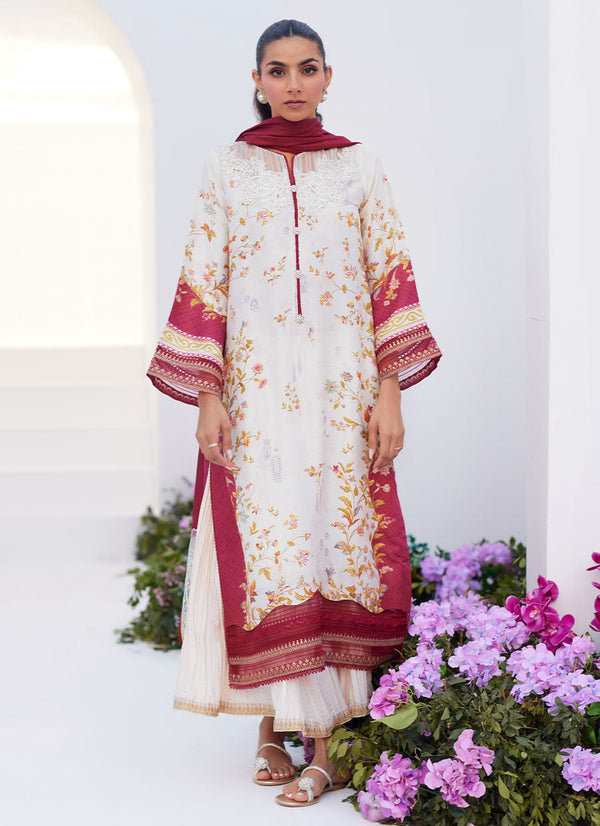 Farah Talib Aziz | Zaza Prints 24 | SANGRIA TRELLIS SHIRT AND DUPATTA - by - Libasekhas UK - Registered Vendor of : Farah Talib Aziz - 100% Original Designer Dresss