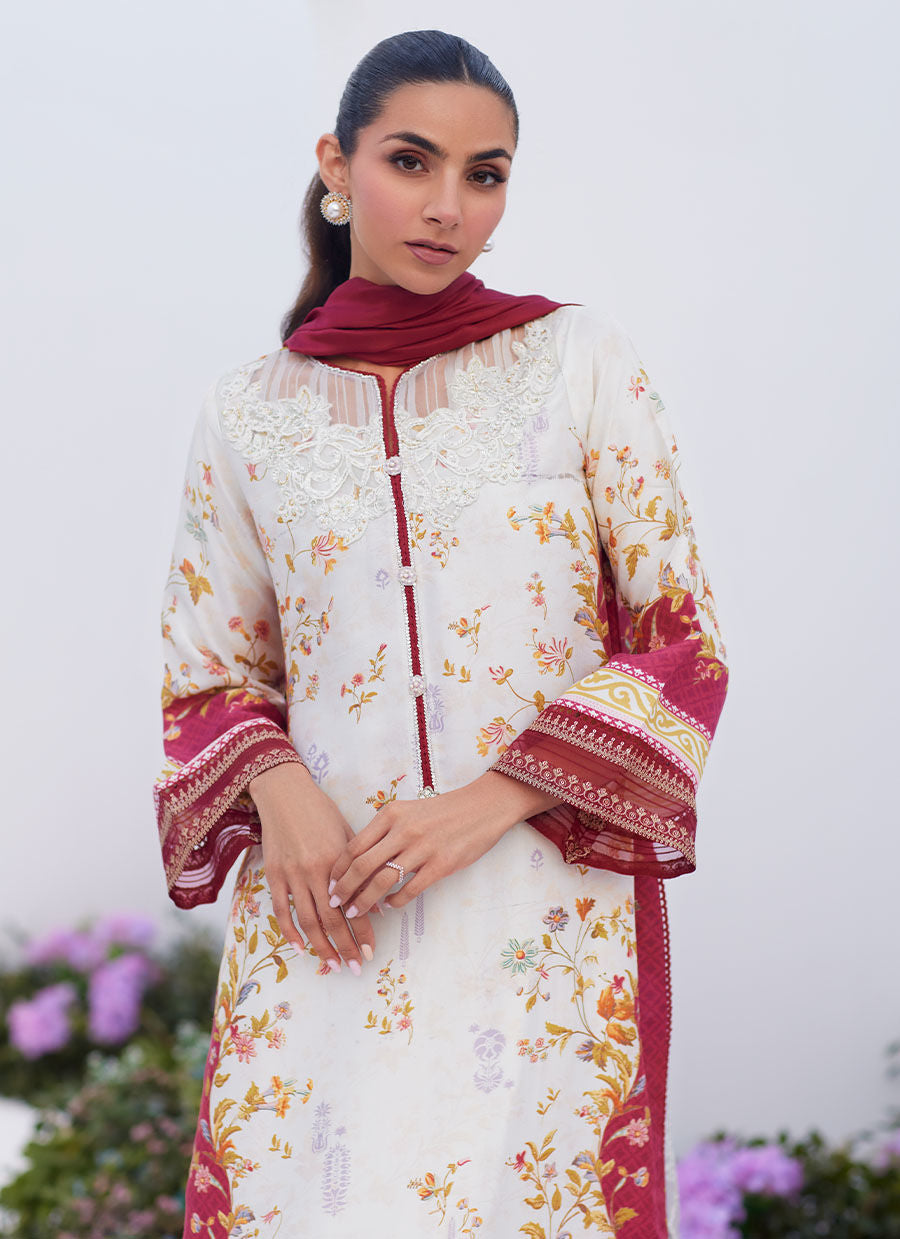 Farah Talib Aziz | Zaza Prints 24 | SANGRIA TRELLIS SHIRT AND DUPATTA - by - Libasekhas UK - Registered Vendor of : Farah Talib Aziz - 100% Original Designer Dresss