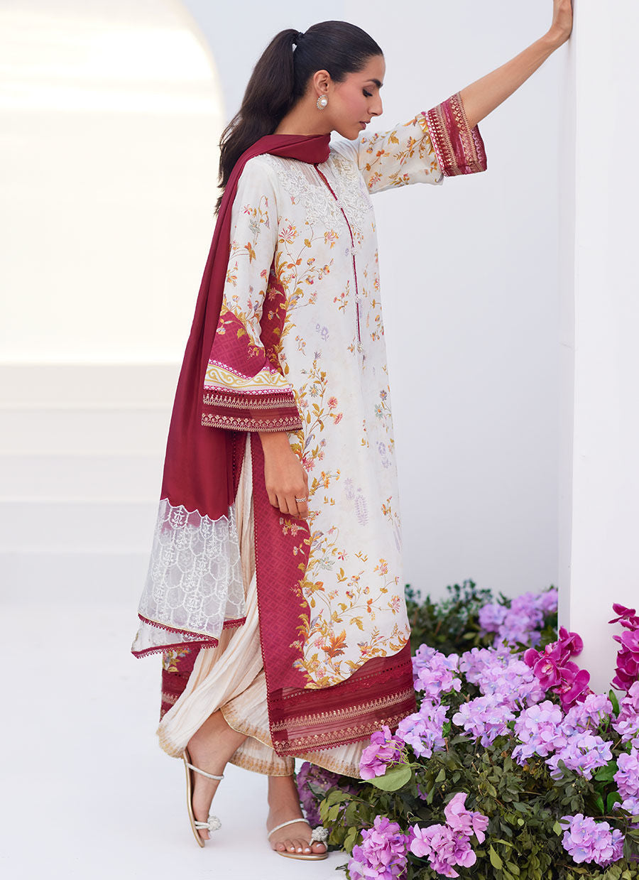 Farah Talib Aziz | Zaza Prints 24 | SANGRIA TRELLIS SHIRT AND DUPATTA - by - Libasekhas UK - Registered Vendor of : Farah Talib Aziz - 100% Original Designer Dresss