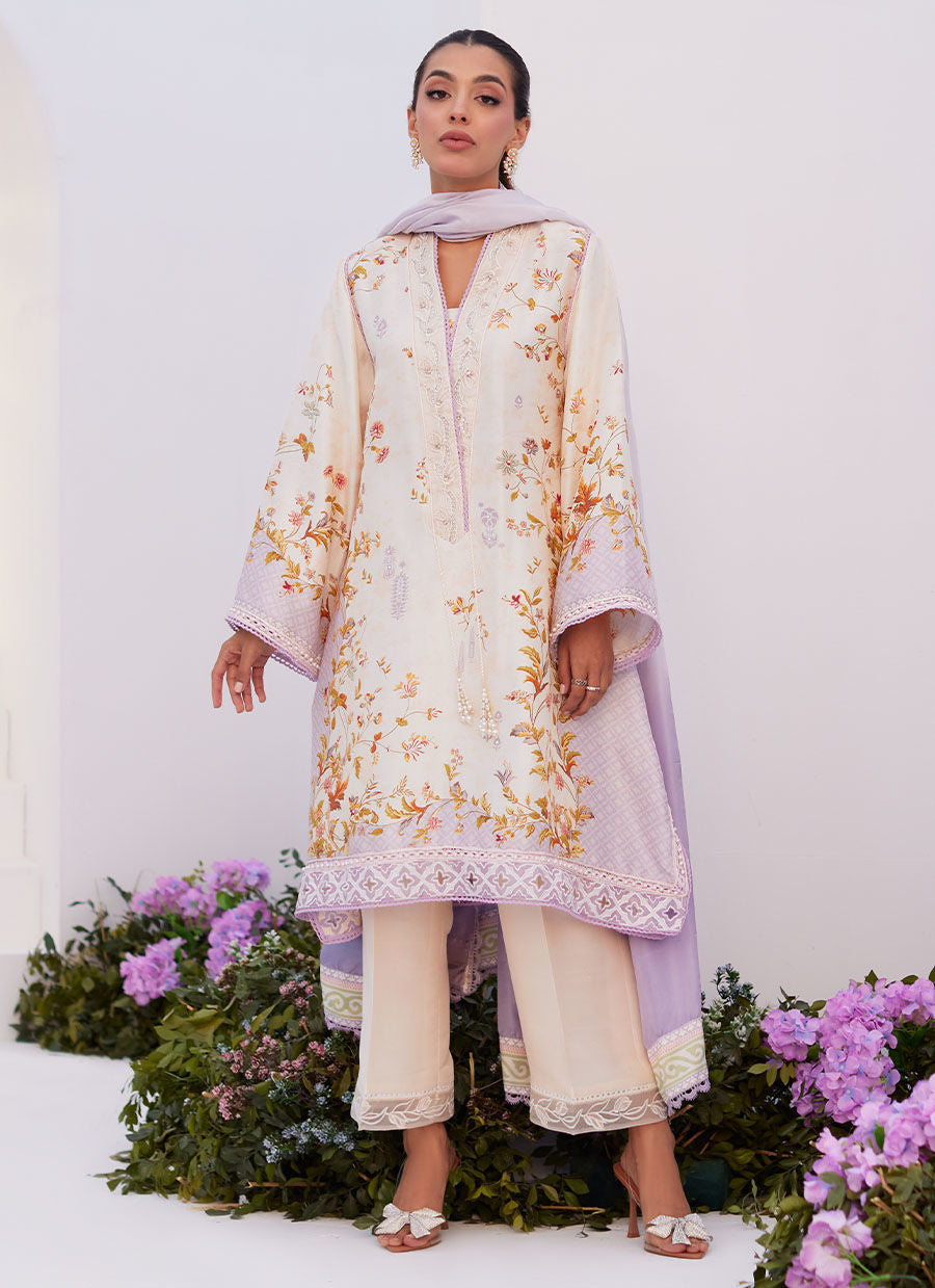 Farah Talib Aziz | Zaza Prints 24 | AMETHYST TRELLIS SHIRT AND DUPATTA - Libasekhas