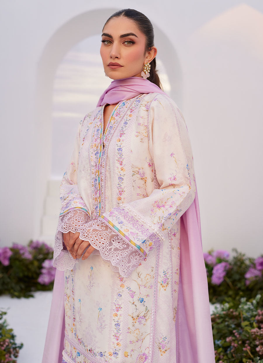 Farah Talib Aziz | Zaza Prints 24 | HEATHER LAVENDER SHIRT AND DUPATTA - by - Libasekhas UK - Registered Vendor of : Farah Talib Aziz - 100% Original Designer Dresss