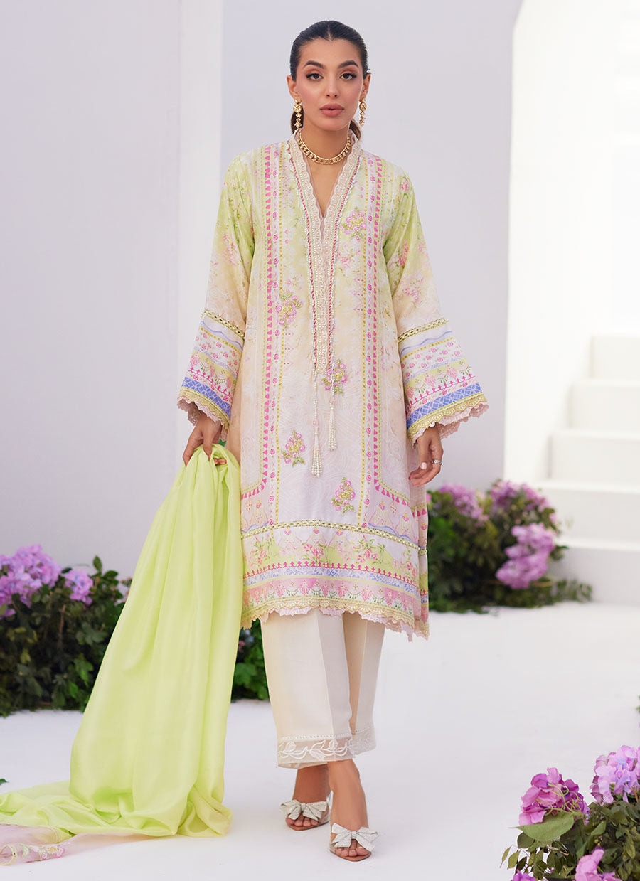 Farah Talib Aziz | Zaza Prints 24 | PEAR OMBRE SHIRT AND DUPATTA - Libasekhas