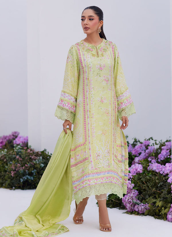 Farah Talib Aziz | Zaza Prints 24 | KELLY LIME SHIRT AND DUPATTA - by - Libasekhas UK - Registered Vendor of : Farah Talib Aziz - 100% Original Designer Dresss