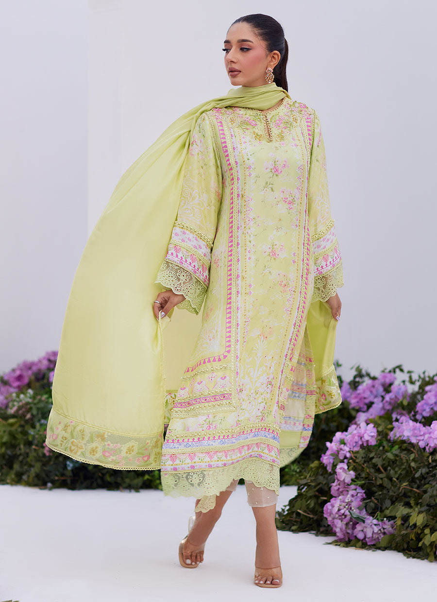 Farah Talib Aziz | Zaza Prints 24 | KELLY LIME SHIRT AND DUPATTA - Libasekhas