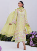 Farah Talib Aziz | Zaza Prints 24 | KELLY LIME SHIRT AND DUPATTA - Libasekhas