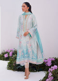 Farah Talib Aziz | Zaza Prints 24 | CYAN OMBRE SHIRT AND DUPATTA - Libasekhas