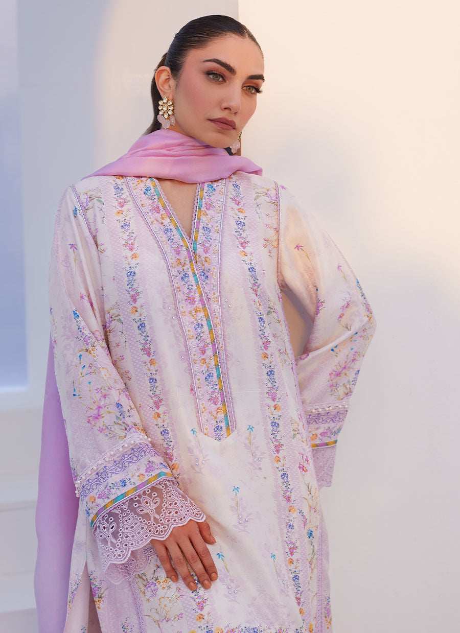 Farah Talib Aziz | Zaza Prints 24 | HEATHER LAVENDER SHIRT AND DUPATTA - by - Libasekhas UK - Registered Vendor of : Farah Talib Aziz - 100% Original Designer Dresss