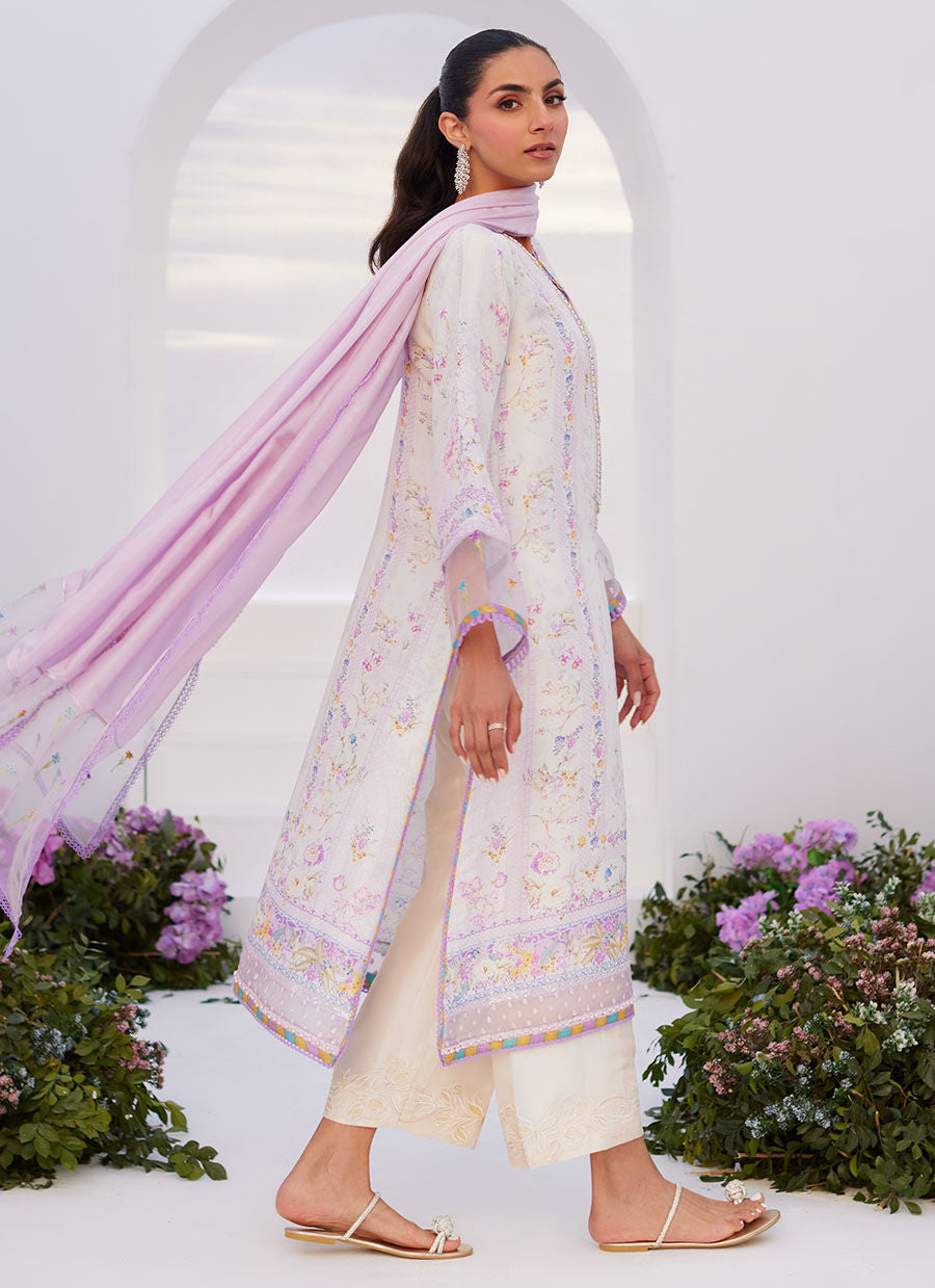 Farah Talib Aziz | Zaza Prints 24 | THISTLE LILAC SHIRT AND DUPATTA - by - Libasekhas UK - Registered Vendor of : Farah Talib Aziz - 100% Original Designer Dresss