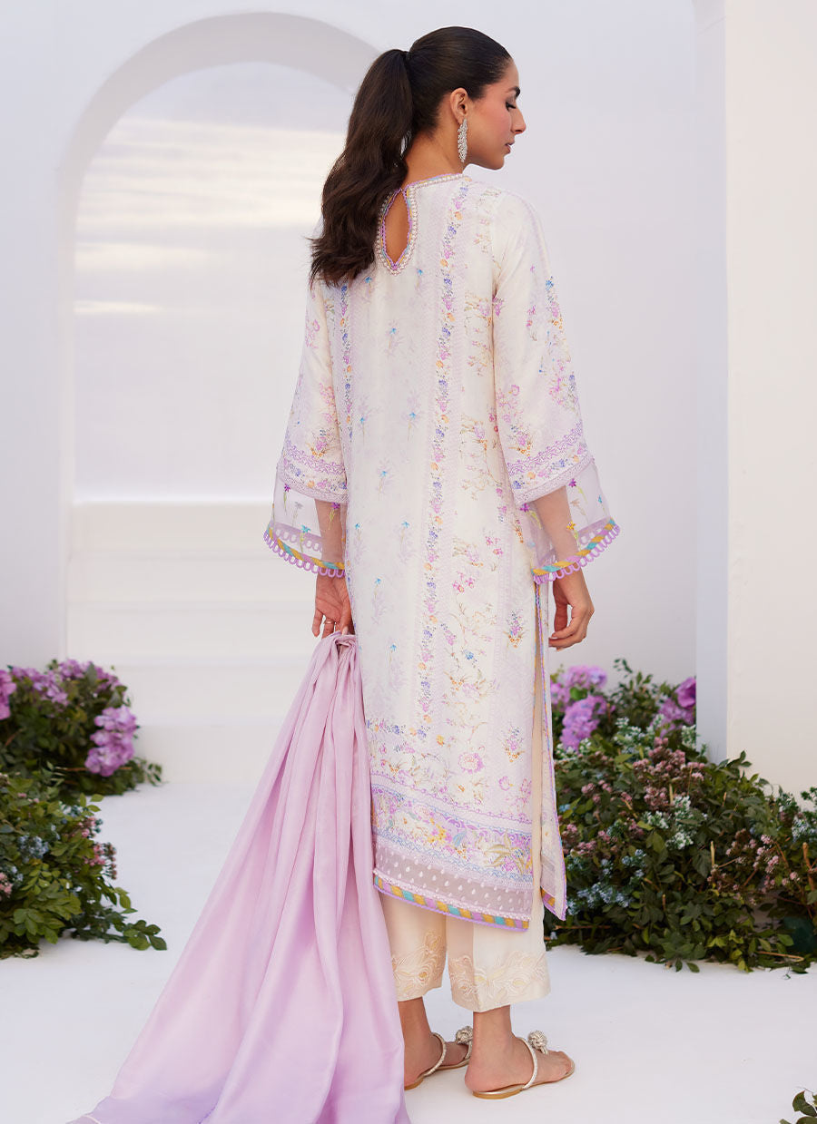 Farah Talib Aziz | Zaza Prints 24 | THISTLE LILAC SHIRT AND DUPATTA - by - Libasekhas UK - Registered Vendor of : Farah Talib Aziz - 100% Original Designer Dresss