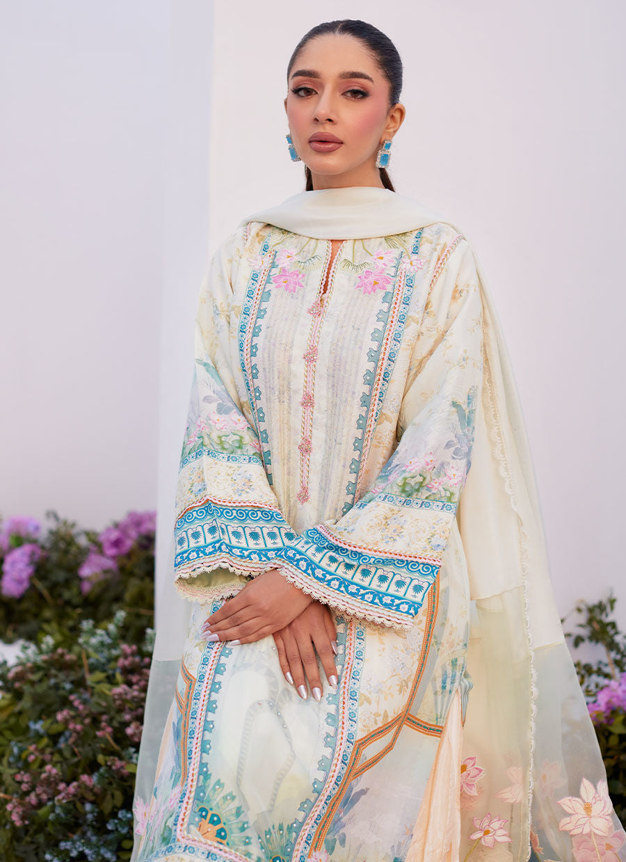 Farah Talib Aziz | Zaza Prints 24 | TURKISH AQUA SHIRT AND DUPATTA - by - Libasekhas UK - Registered Vendor of : Farah Talib Aziz - 100% Original Designer Dresss