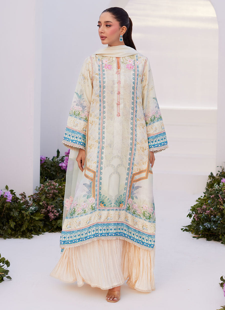 Farah Talib Aziz | Zaza Prints 24 | TURKISH AQUA SHIRT AND DUPATTA - by - Libasekhas UK - Registered Vendor of : Farah Talib Aziz - 100% Original Designer Dresss