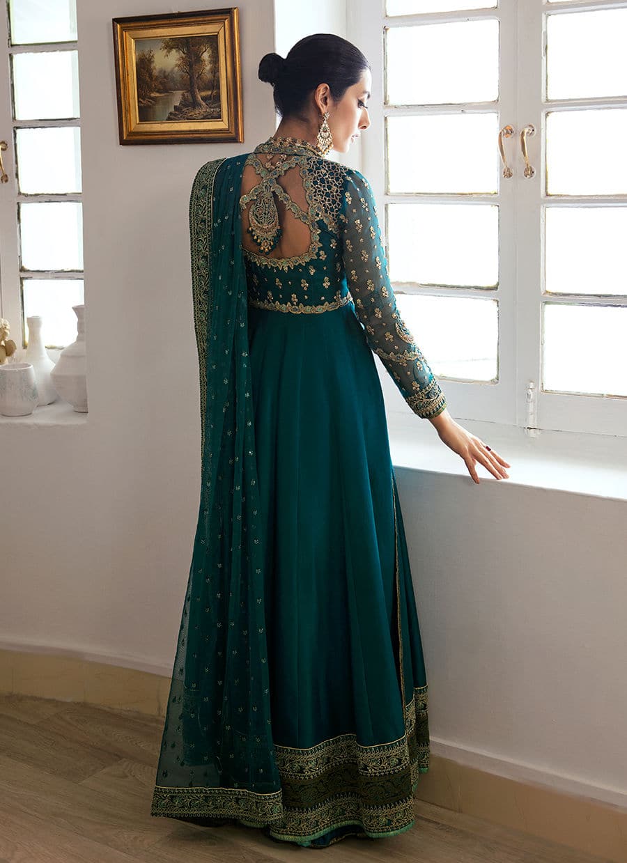 Farah Talib Aziz | Mayna Festive Luxe | AFRA TEAL - by - Libasekhas UK - Registered Vendor of : Farah Talib Aziz - 100% Original Designer Dresss