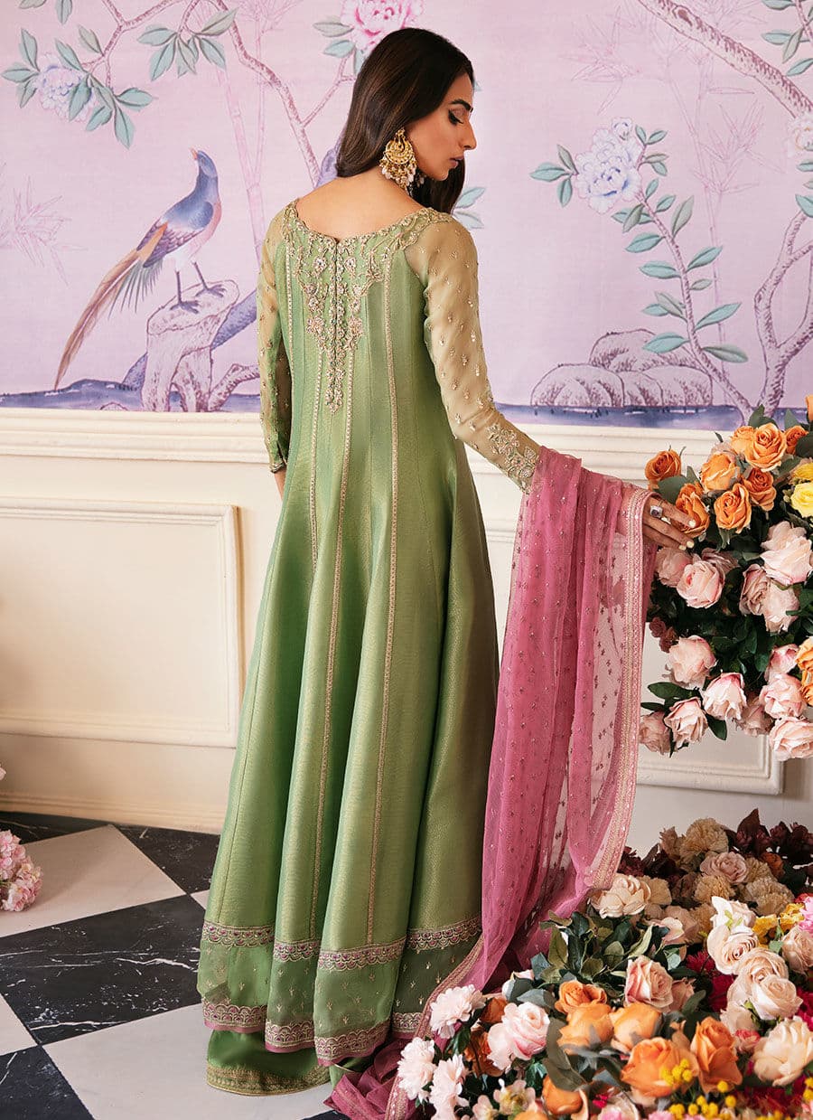 Farah Talib Aziz | Mayna Festive Luxe | ANISA APPLE GREEN - by - Libasekhas UK - Registered Vendor of : Farah Talib Aziz - 100% Original Designer Dresss