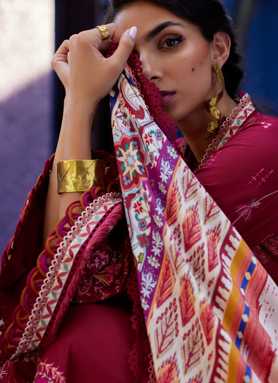 Farah Talib Aziz | Suay Lawn 24 | ENZO RED - by - Libasekhas UK - Registered Vendor of : Farah Talib Aziz - 100% Original Designer Dresss