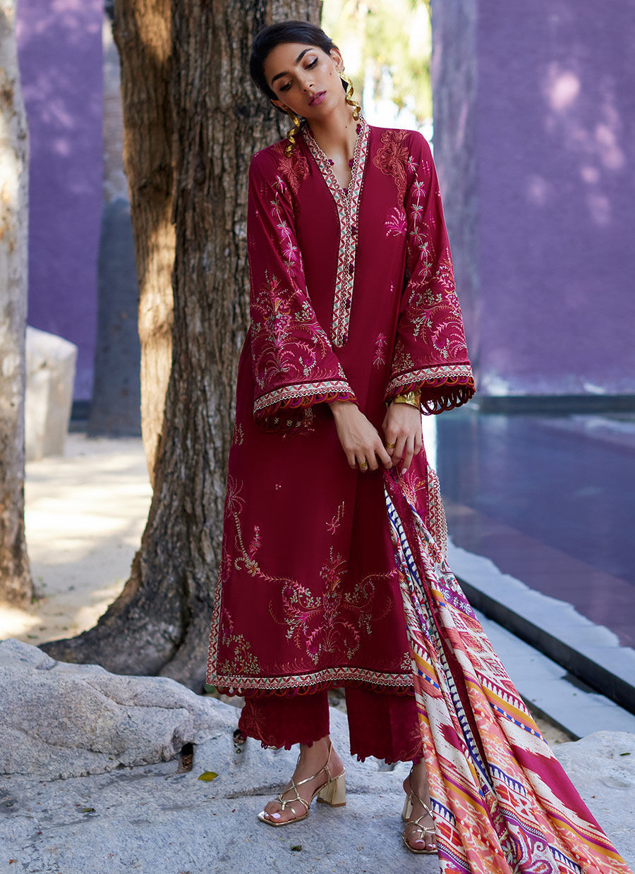 Farah Talib Aziz | Suay Lawn 24 | ENZO RED - by - Libasekhas UK - Registered Vendor of : Farah Talib Aziz - 100% Original Designer Dresss