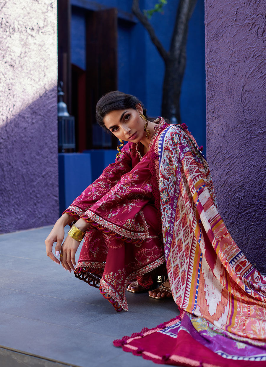 Farah Talib Aziz | Suay Lawn 24 | ENZO RED - by - Libasekhas UK - Registered Vendor of : Farah Talib Aziz - 100% Original Designer Dresss