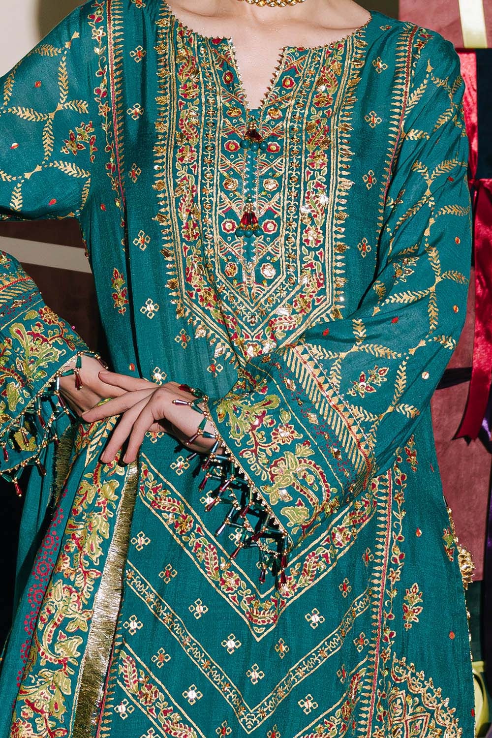 Gul Ahmed | Festive Eid 25 | FE-52096, L / Dark Teal / Paper Cotton Gul Ahmed | Festive Eid 25 | FE-52096, L / Dark Teal / Paper Cotton