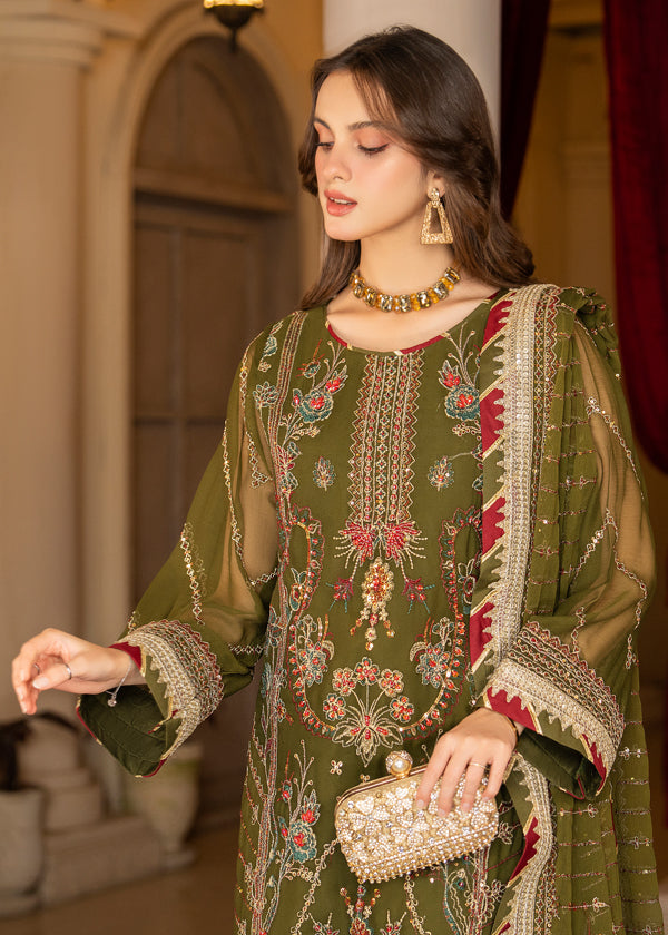 Strawberry | Rimjhim Chiffon Collection | FLS-RJ-002 - by - Libasekhas UK - Registered Vendor of : Strawberry - 100% Original Designer Dresss