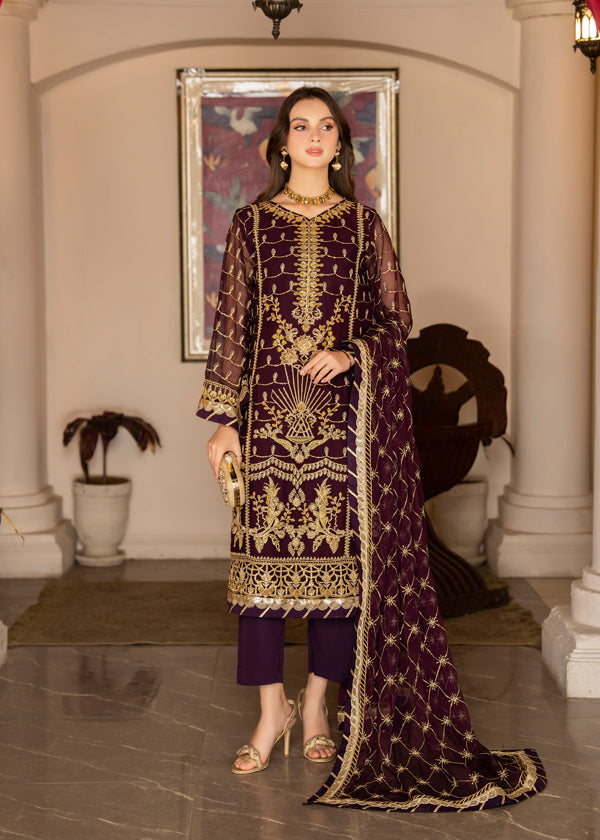 Strawberry | Rimjhim Chiffon Collection | FLS-RJ-004 - by - Libasekhas UK - Registered Vendor of : Strawberry - 100% Original Designer Dresss