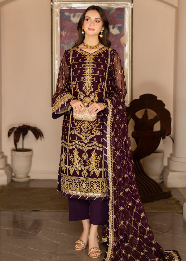 Strawberry | Rimjhim Chiffon Collection | FLS-RJ-004 - by - Libasekhas UK - Registered Vendor of : Strawberry - 100% Original Designer Dresss