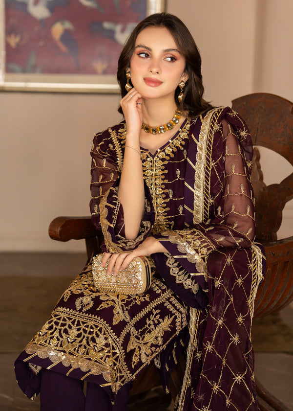Strawberry | Rimjhim Chiffon Collection | FLS-RJ-004 - by - Libasekhas UK - Registered Vendor of : Strawberry - 100% Original Designer Dresss