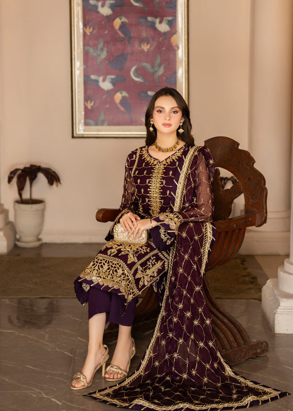 Strawberry | Rimjhim Chiffon Collection | FLS-RJ-004 - by - Libasekhas UK - Registered Vendor of : Strawberry - 100% Original Designer Dresss