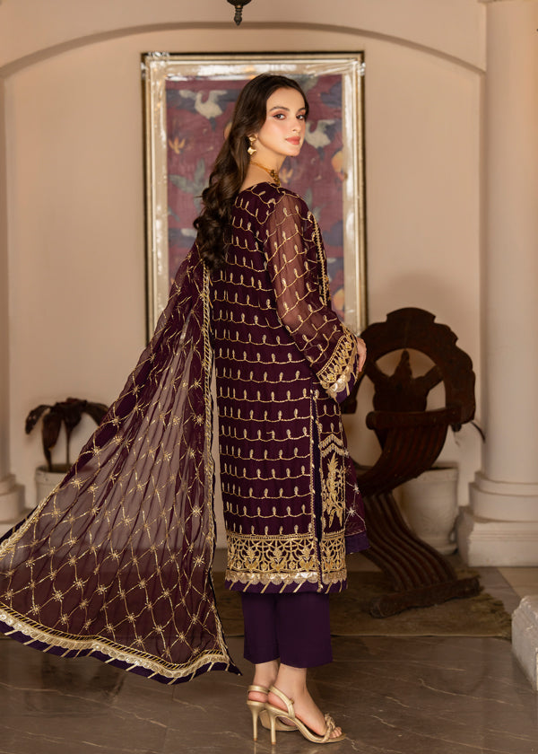 Strawberry | Rimjhim Chiffon Collection | FLS-RJ-004 - by - Libasekhas UK - Registered Vendor of : Strawberry - 100% Original Designer Dresss