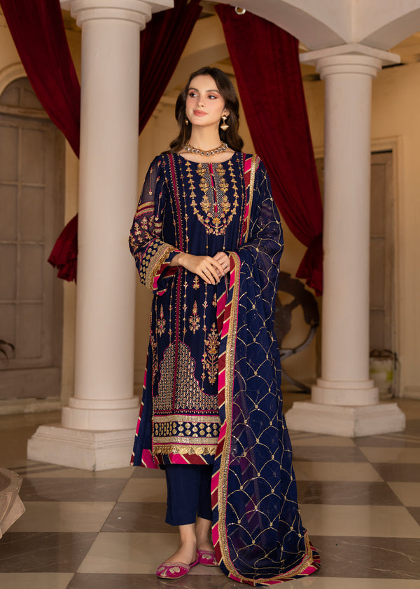 Strawberry | Rimjhim Chiffon Collection | FLS-RJ-005 - by - Libasekhas UK - Registered Vendor of : Strawberry - 100% Original Designer Dresss