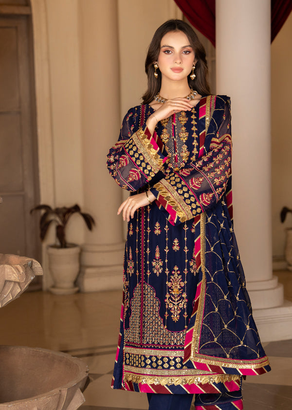 Strawberry | Rimjhim Chiffon Collection | FLS-RJ-005 - by - Libasekhas UK - Registered Vendor of : Strawberry - 100% Original Designer Dresss
