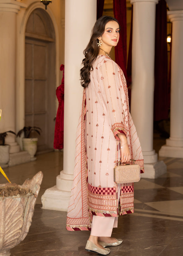 Strawberry | Rimjhim Chiffon Collection | FLS-RJ-006 - by - Libasekhas UK - Registered Vendor of : Strawberry - 100% Original Designer Dresss