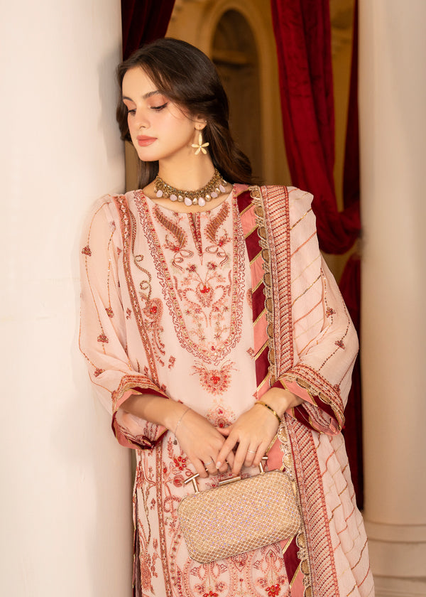 Strawberry | Rimjhim Chiffon Collection | FLS-RJ-006 - by - Libasekhas UK - Registered Vendor of : Strawberry - 100% Original Designer Dresss