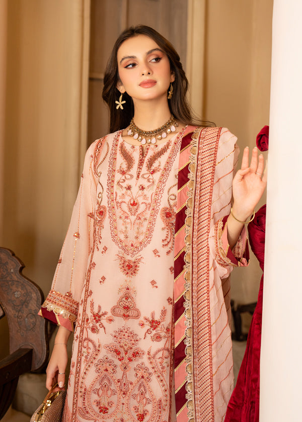 Strawberry | Rimjhim Chiffon Collection | FLS-RJ-006 - by - Libasekhas UK - Registered Vendor of : Strawberry - 100% Original Designer Dresss