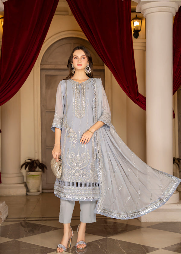 Strawberry | Rimjhim Chiffon Collection | FLS-RJ-008 - by - Libasekhas UK - Registered Vendor of : Strawberry - 100% Original Designer Dresss