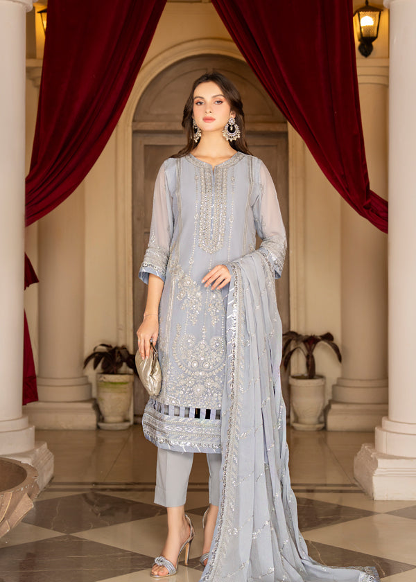 Strawberry | Rimjhim Chiffon Collection | FLS-RJ-008 - by - Libasekhas UK - Registered Vendor of : Strawberry - 100% Original Designer Dresss