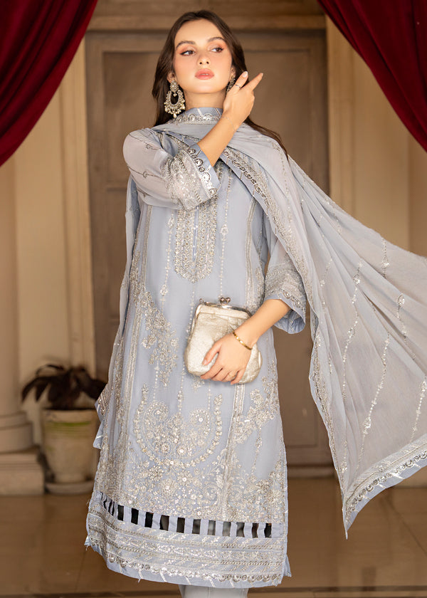 Strawberry | Rimjhim Chiffon Collection | FLS-RJ-008 - by - Libasekhas UK - Registered Vendor of : Strawberry - 100% Original Designer Dresss