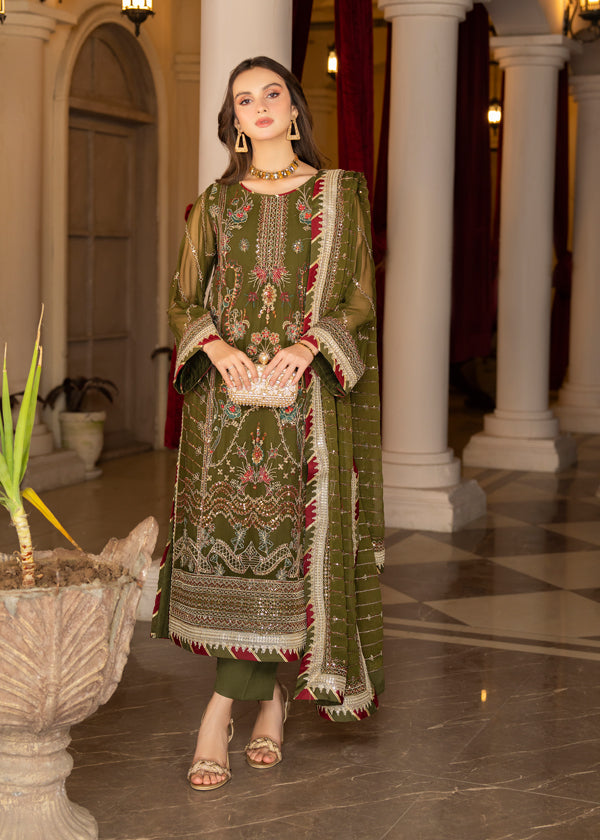Strawberry | Rimjhim Chiffon Collection | FLS-RJ-002 - by - Libasekhas UK - Registered Vendor of : Strawberry - 100% Original Designer Dresss