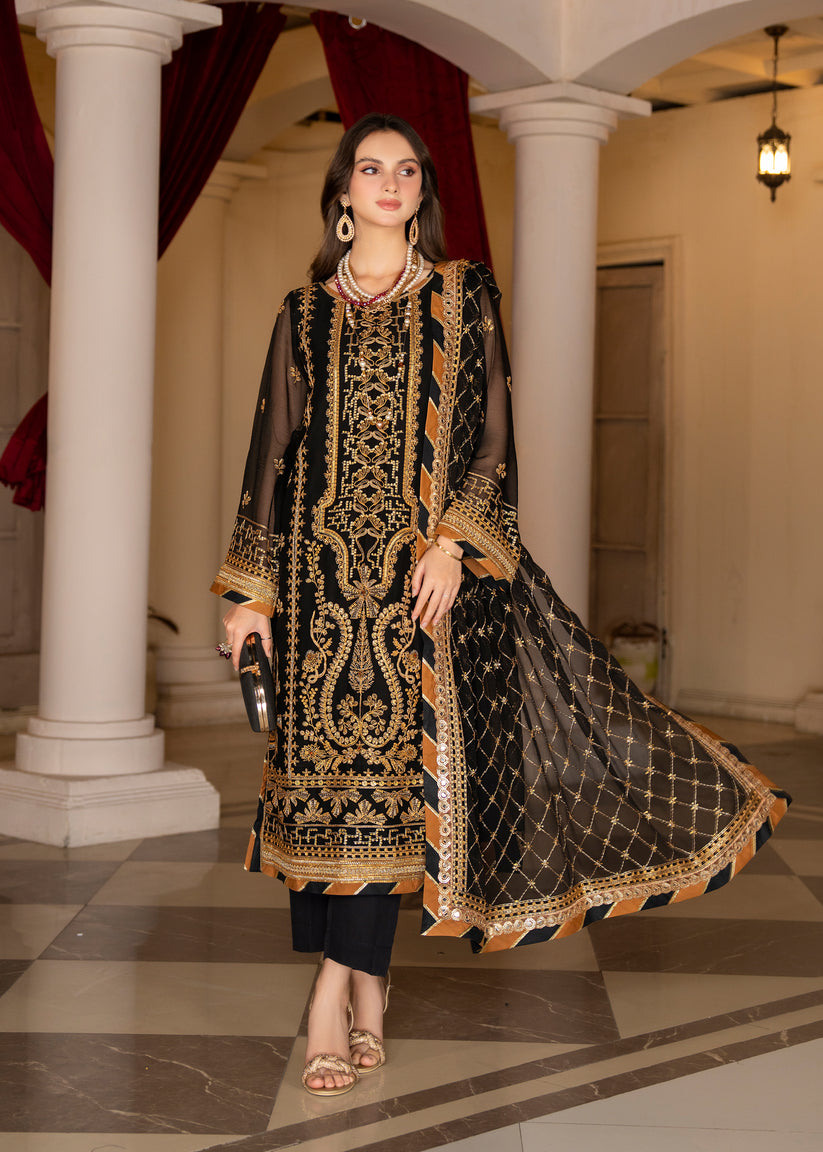 Strawberry | Rimjhim Chiffon Collection | FLS-RJ-001 - by - Libasekhas UK - Registered Vendor of : Strawberry - 100% Original Designer Dresss