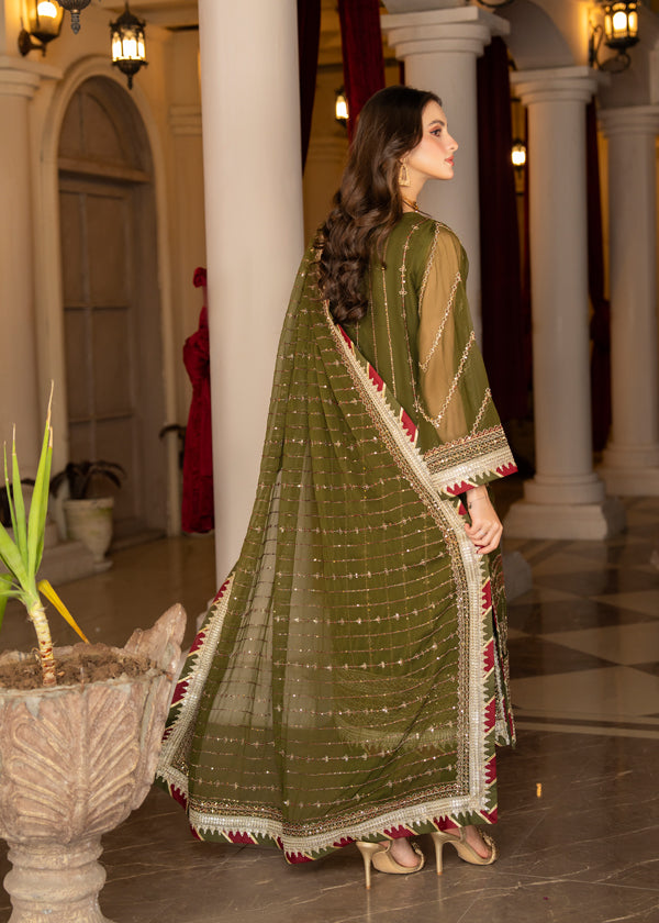 Strawberry | Rimjhim Chiffon Collection | FLS-RJ-002 - by - Libasekhas UK - Registered Vendor of : Strawberry - 100% Original Designer Dresss