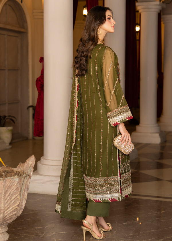 Strawberry | Rimjhim Chiffon Collection | FLS-RJ-002 - by - Libasekhas UK - Registered Vendor of : Strawberry - 100% Original Designer Dresss