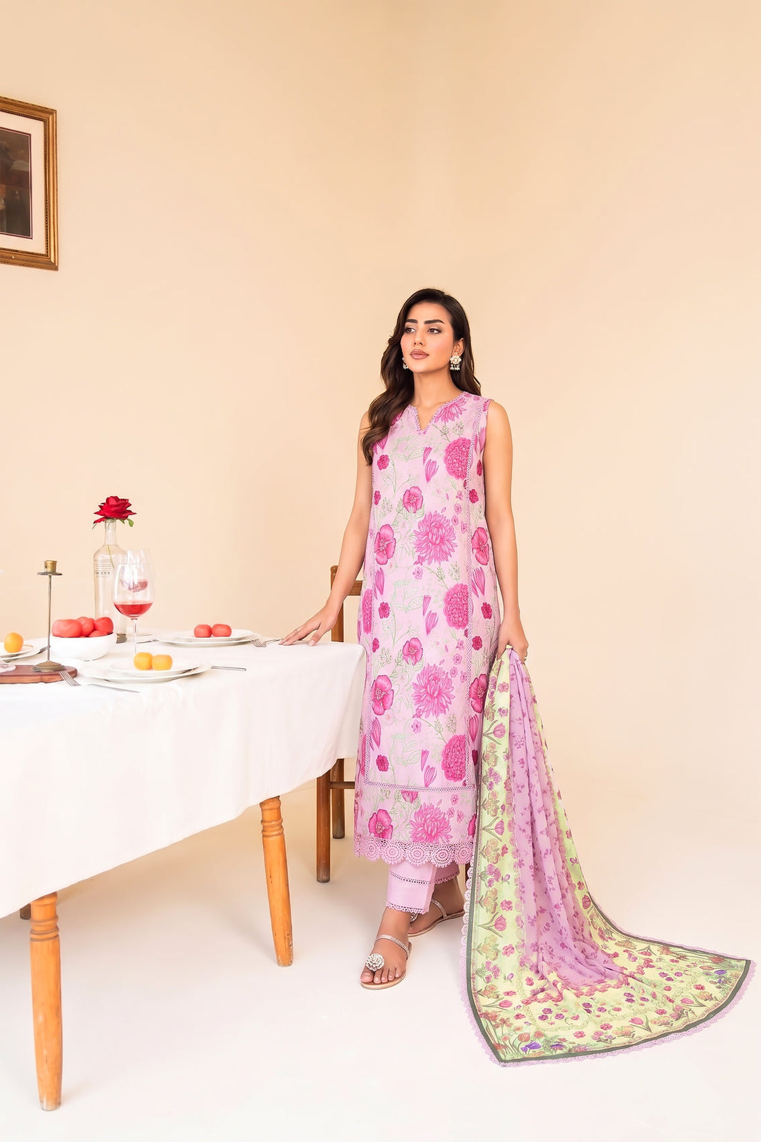 Faiza Faisal | FNF Printed Lawn | FUCHSIA PINK - by Libasekhas UK - Registered Vendor of : Faiza Faisal - 100% Original Designer Dress