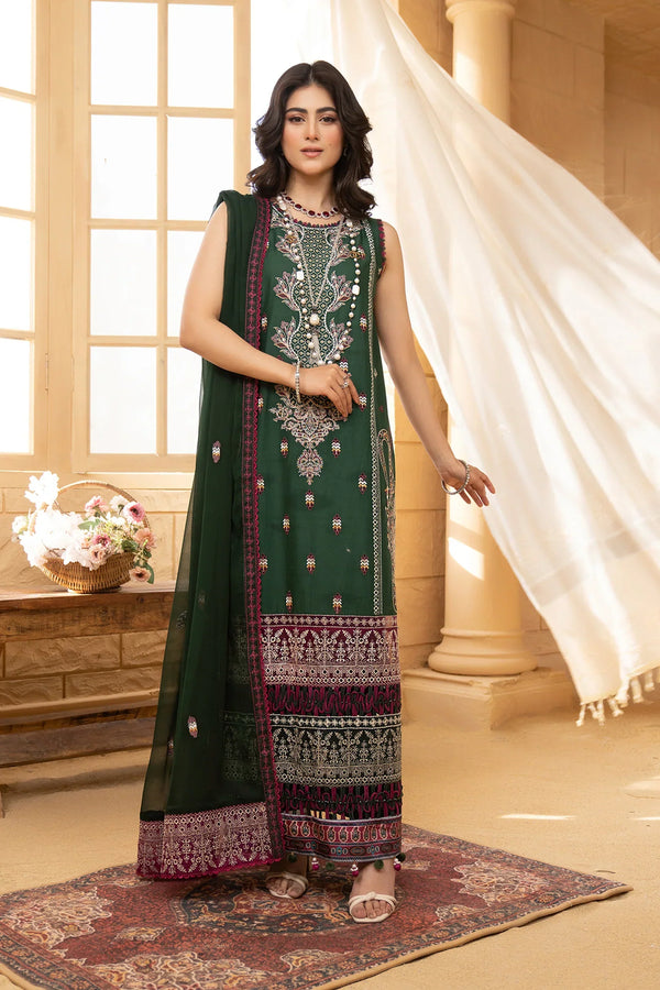 Hemstitch | Summer Luxury Lawn 24 | Bottle Green - by - Libasekhas UK - Registered Vendor of : Hemstitch - 100% Original Designer Dresss