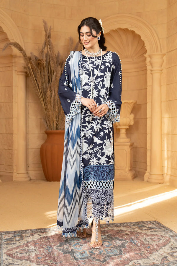 Hemstitch | Summer Luxury Lawn 24 | Ice Blue - by - Libasekhas UK - Registered Vendor of : Hemstitch - 100% Original Designer Dresss