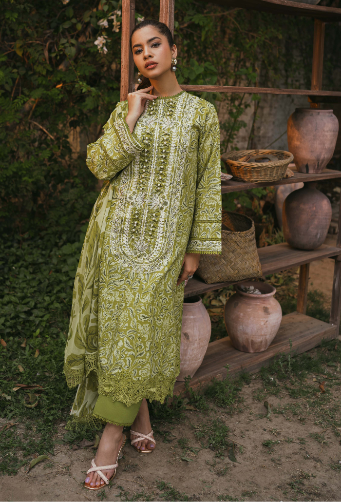 Humdum | Gardenia Lawn | D09 - by - Libasekhas UK - Registered Vendor of : HumDum - 100% Original Designer Dresss