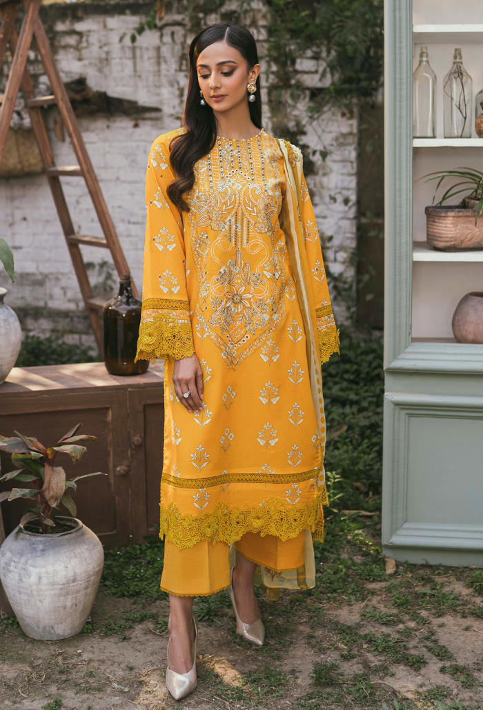 Humdum | Gardenia Lawn | D05 - by - Libasekhas UK - Registered Vendor of : HumDum - 100% Original Designer Dresss